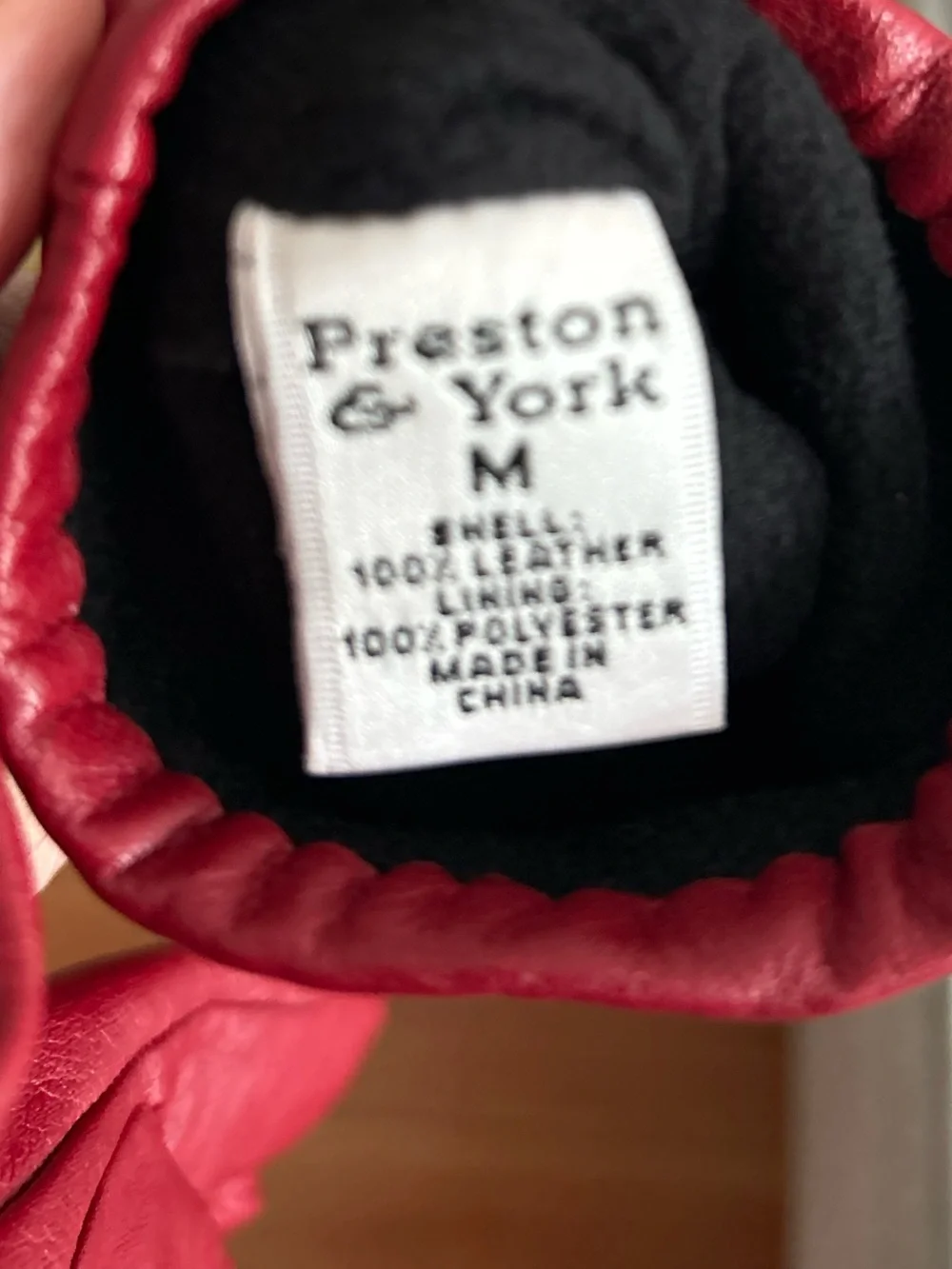 Preston & York Womens Leather Gloves Genuine Medium  Red Retro Elegant Lined